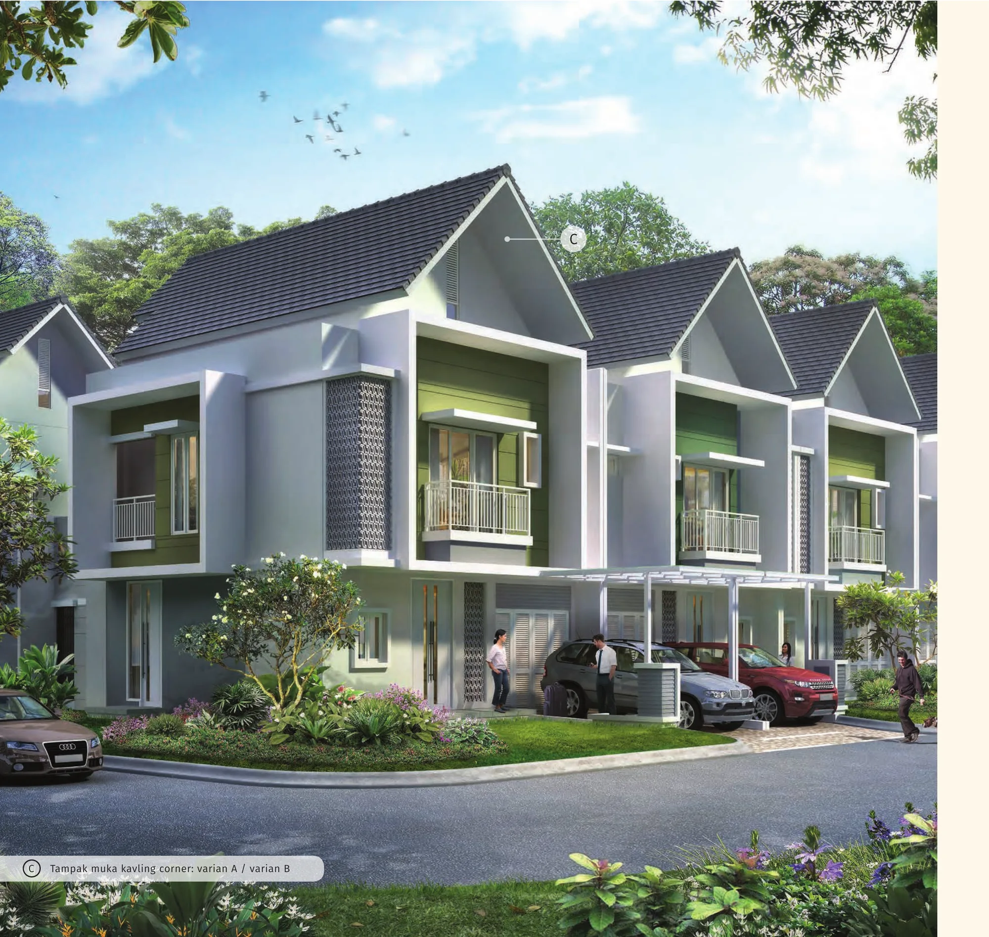 Amanda 8 — fasad modern 2 lantai, carport