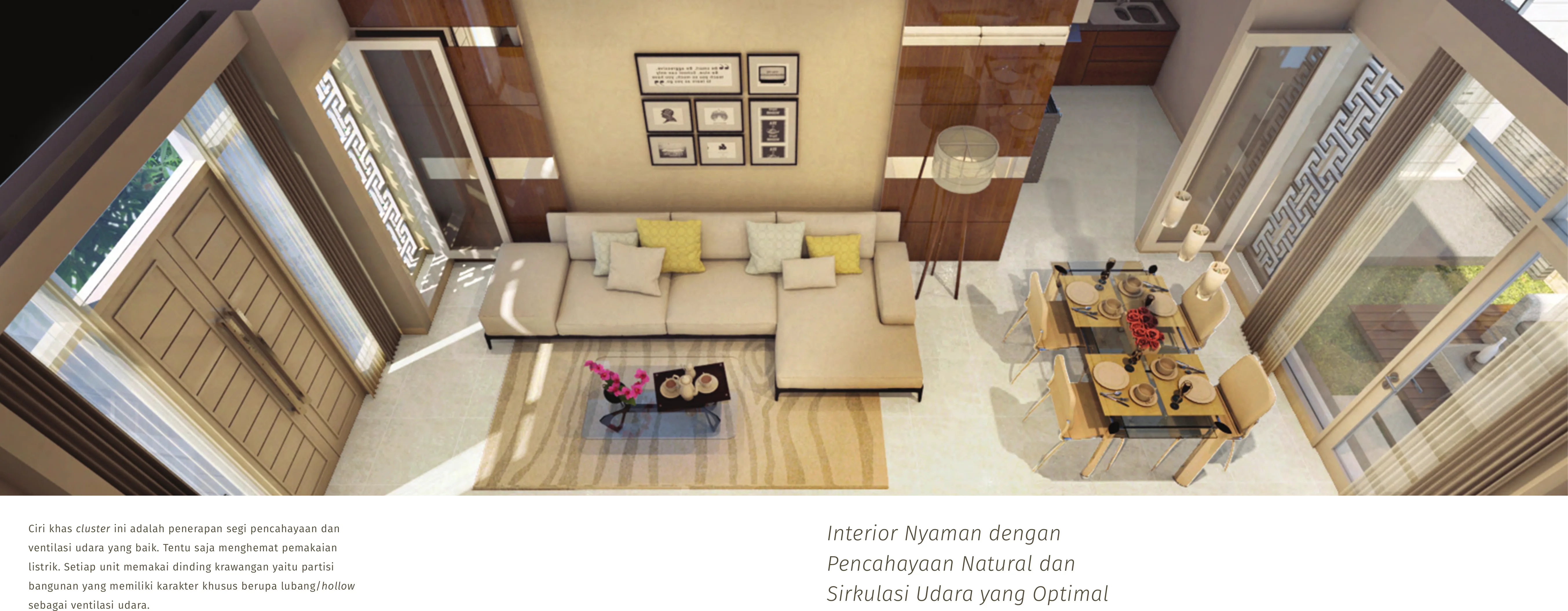 Interior Btari — ruang tamu cahaya alami optimal