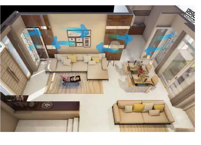 Interior 3D Chelsea — living dining, konsep open plan